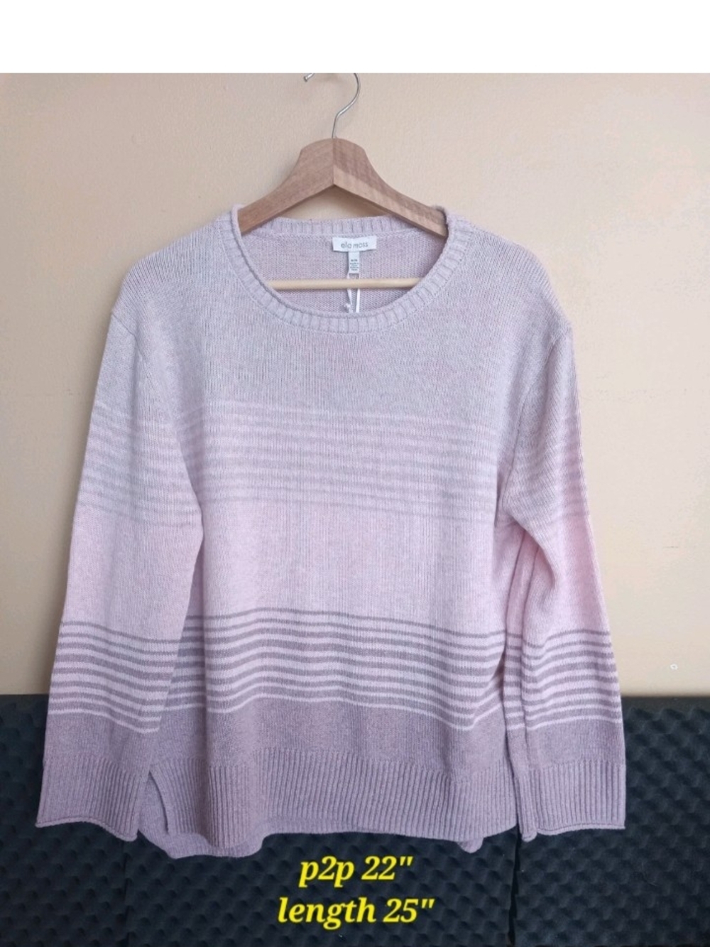 Ella Moss Pink Ombre Stripe Crewneck Sweater